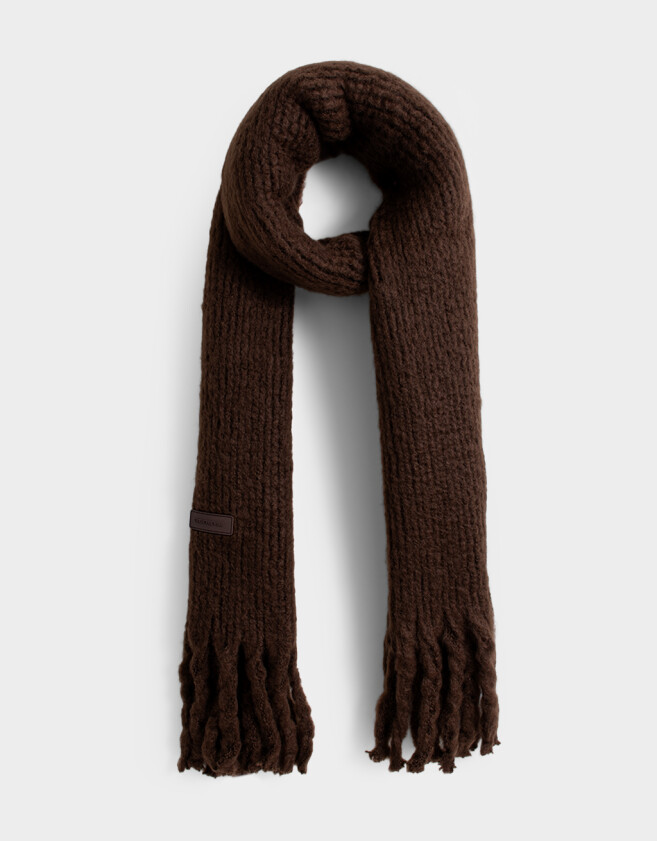 Bufandas Clasico Bufandas Con Flecos Trenzados - Marron Oscuro