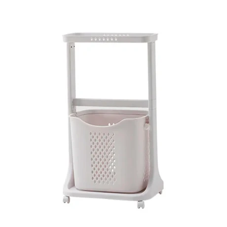 Carro Organizador Cesto Ropa 2 Niveles Para Baño 031-11 BLANCO