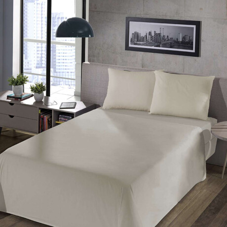 Juego Sábanas 1 Plaza Home Class Lisas 180 Hilos 100% Algodón Beige
