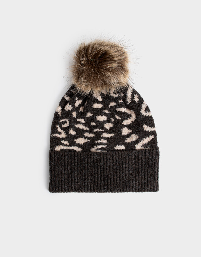 Gorro Gorro Tejido Marrón - Estampado Animal Print