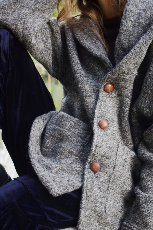 Grandpa Cardigan Gris Jaspeado