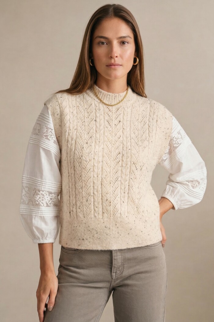 Chaleco Texturado Bouttonne Beige Melange