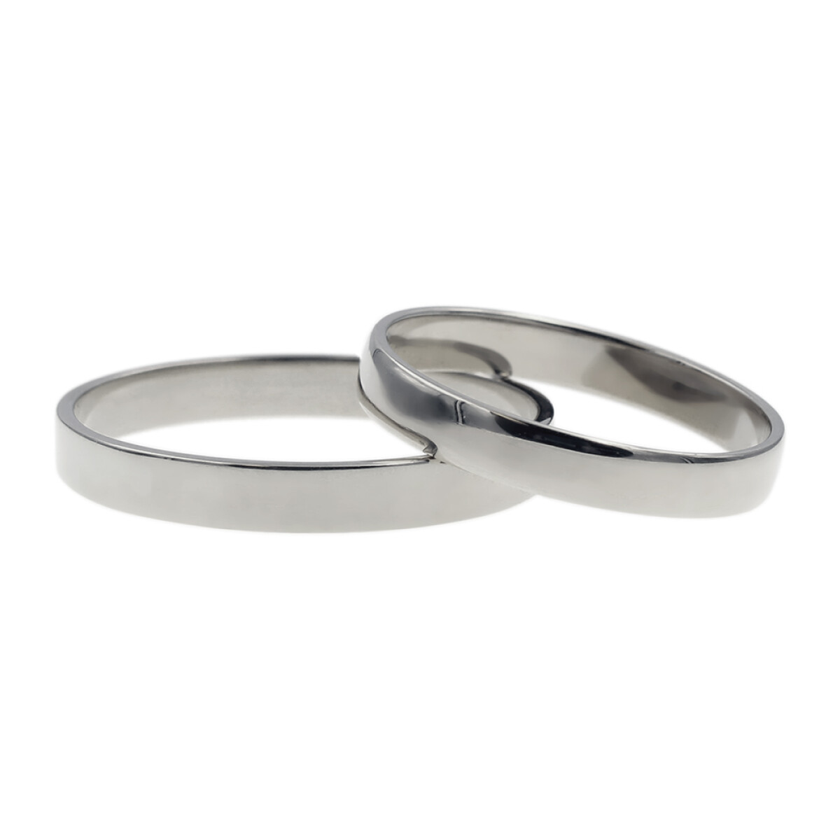 Par de alianzas chatas en oro blanco 18k de 3mm 