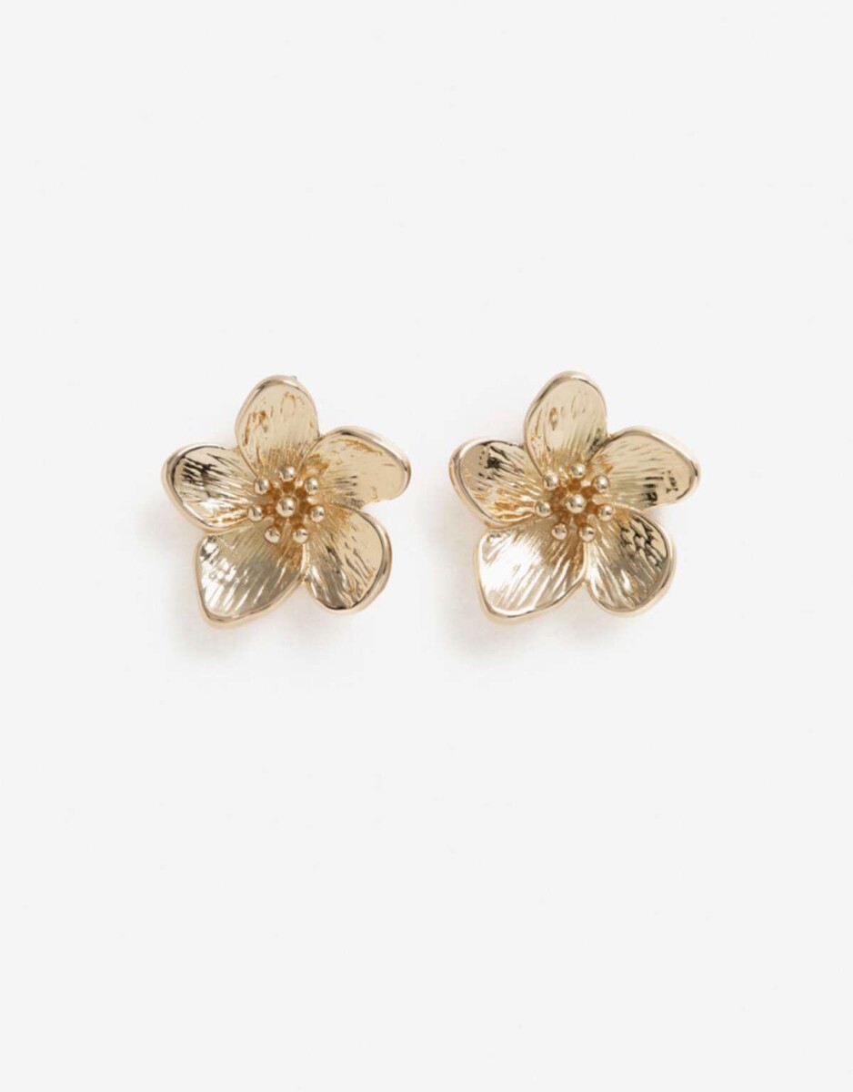 Aros Pasantes Flor Bañado En Oro - Dorado 