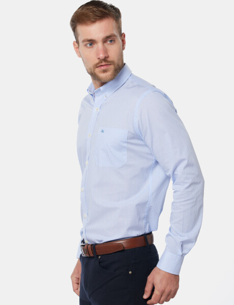 CAMISA SPORT A RAYAS Celeste