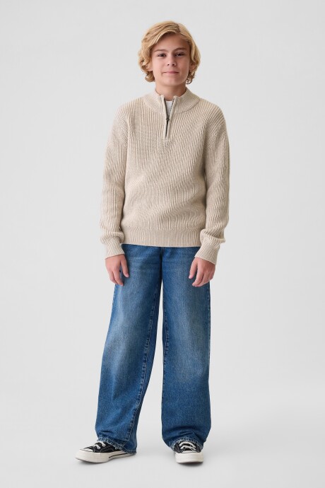 Buzo Algodón Medio Cierre Niño Light Oat Heather