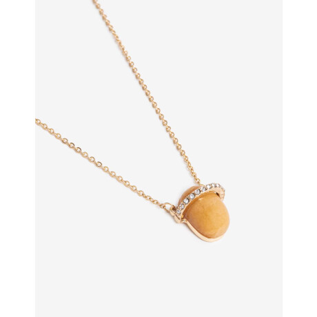 Cadena Con Piedra Citrino Dorado