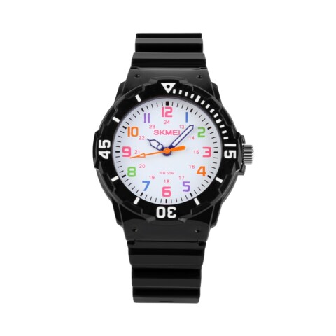 Reloj Skmei 1043BK Infantil Unisex con Correa Negra y Números de Colores Negro