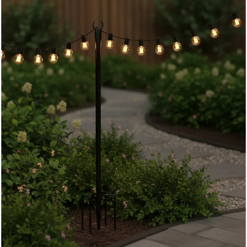 Paquete 4 Postes De Luz De Acero Para Exterior Jardin Negro