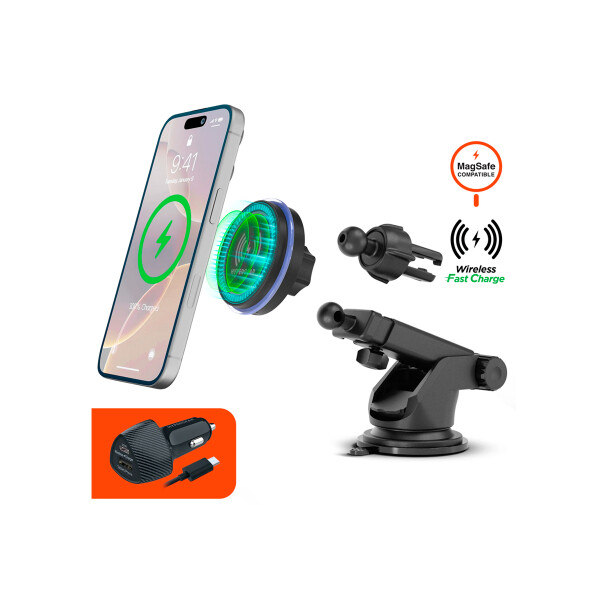 Soporte magnético HyperGear inalámbrico de carga rápida 15W Soporte Magnético Hypergear Inalámbrico De Carga Rápida 15w