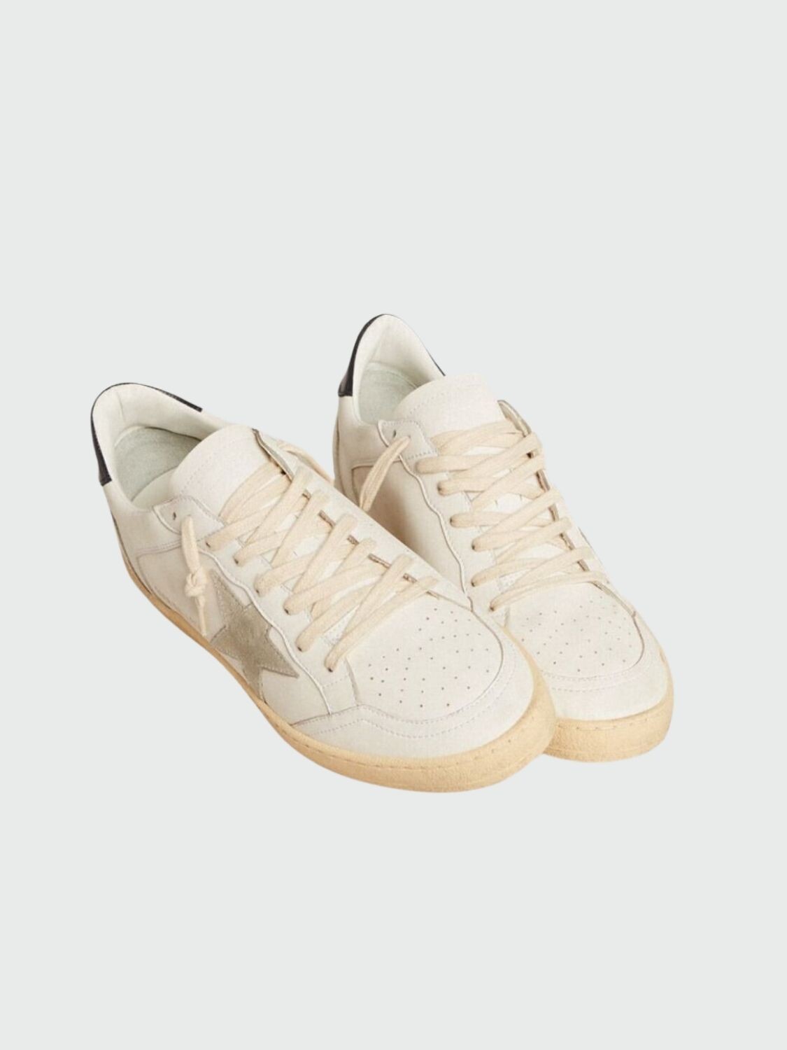 Golden Goose-Championes de cuero acordonados, Ball star Blanco