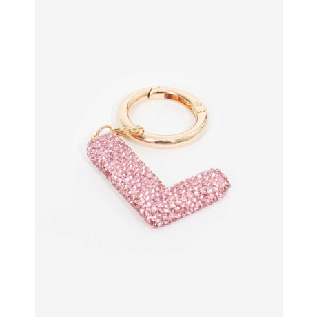 Llavero Letra ''l'' De Strass Rosa Metalizado