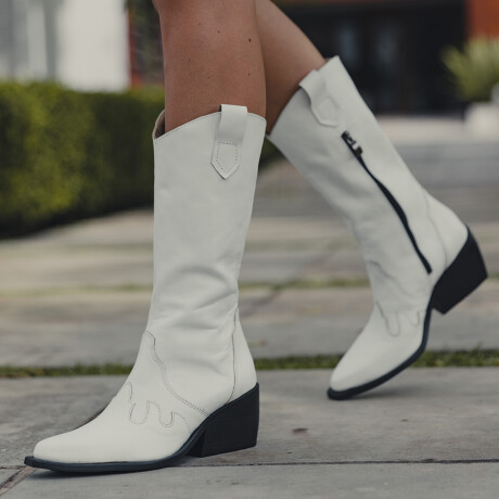 BOTA CUERO VAQUERA BLANCO