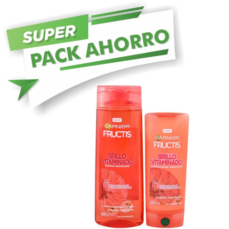 Shampoo Garnier Fructis Brillo Vitaminado Pack Ahorro 350ML + AC 200ML