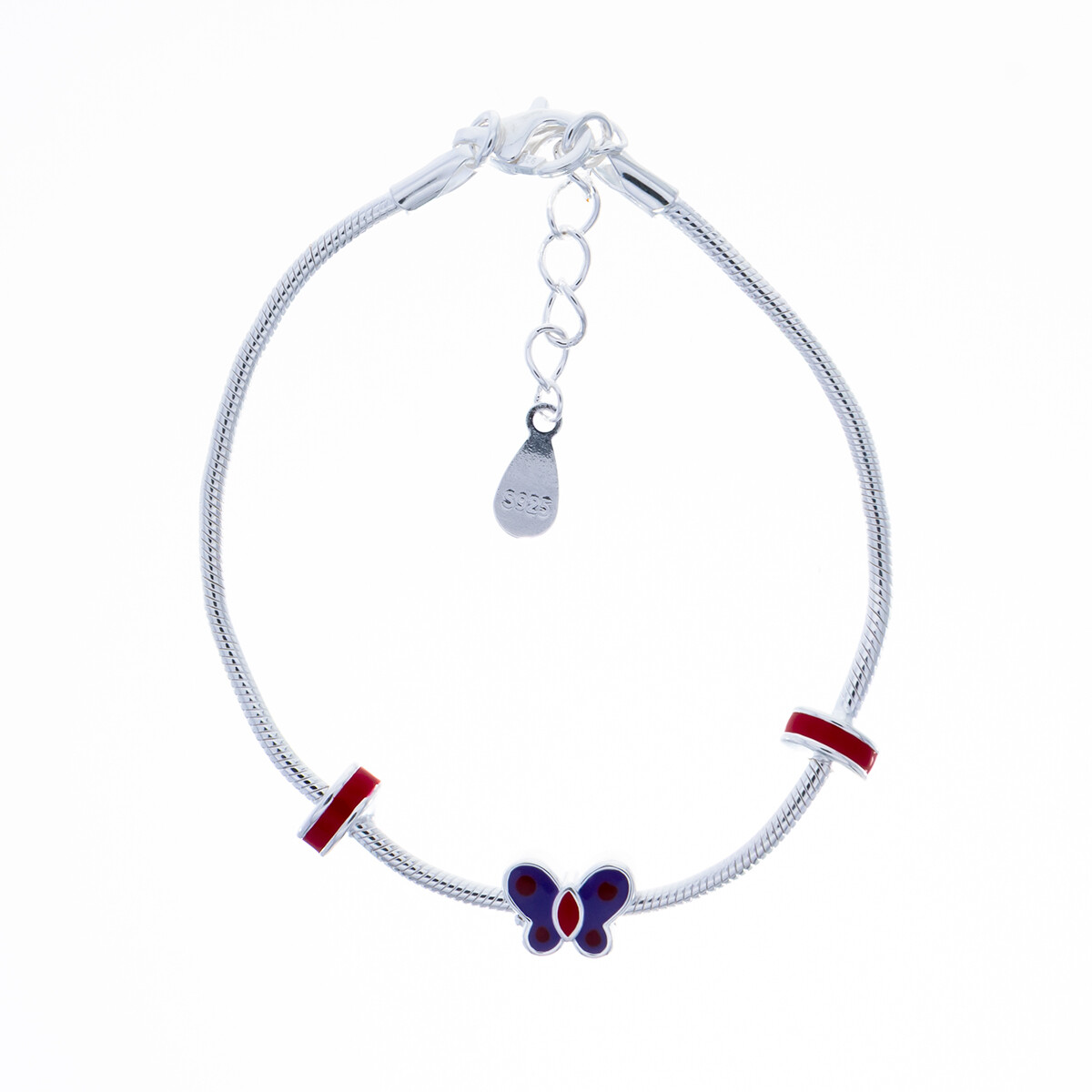 Pulsera de plata 925 con esmalte, MARIPOSA. 