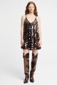 Vestido corto lentejuelas Marron