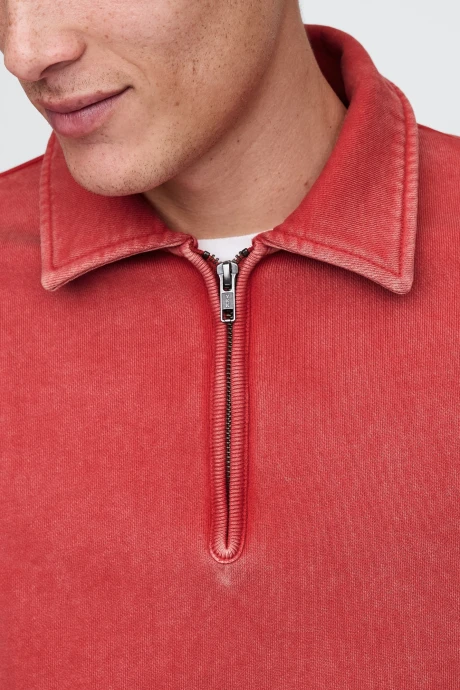 Buzo Deportivo Sin Felpa Medio Cierre Hombre Washed Red