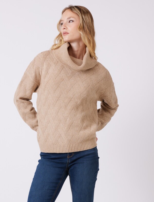Buzo Cuello Volcado BEIGE