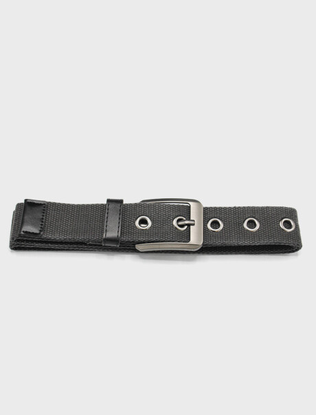 Cinto de Lona Canvas Hebilla de Metal Negro Melange