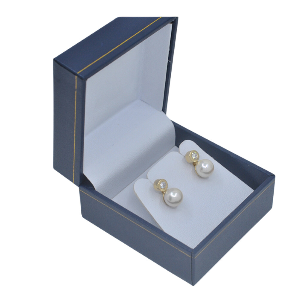 Caravanas oro 18k brillantes y perlas de cultivo 7,5mm Caravanas oro 18k brillantes y perlas de cultivo 7,5mm