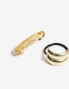 Accesorios Pelo Set Varios Set De Hebilla Y Gomita Elástica Cuff - Dorado