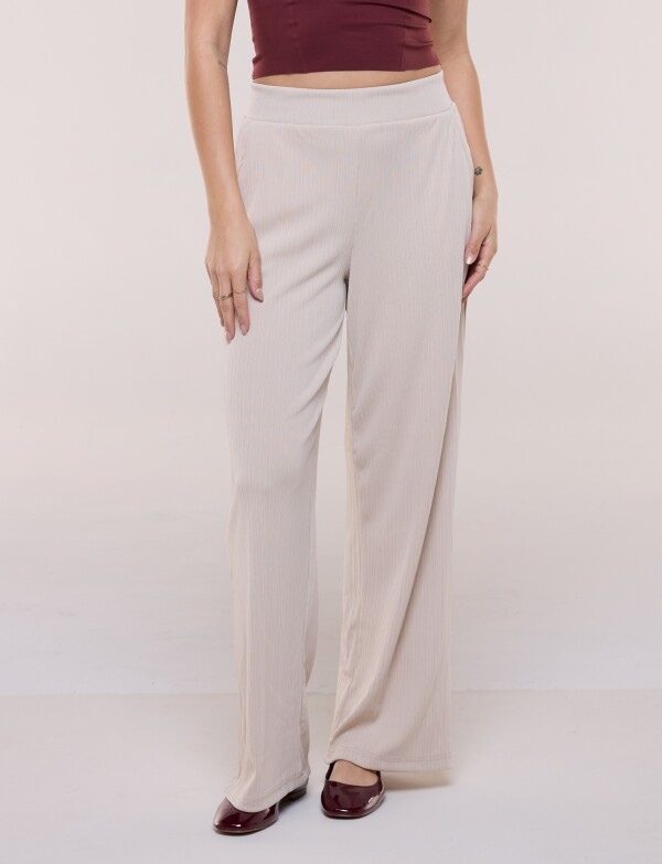 Pantalon Wide Leg Plisado BEIGE