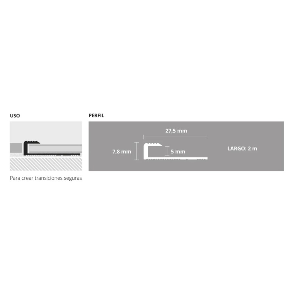 Perfil Point Aluminio 5mm x 2m Niquel Mate Perfil Point Aluminio 5mm X 2m Niquel Mate