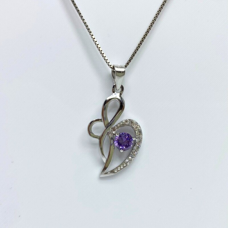 DIJE DE PLATA CON CIRCONIAS Y CIRCONIA VIOLETA L6dtkp039-b-x2
