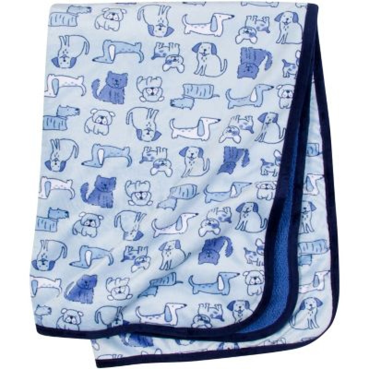 Mantas plush con interior corderito - perrito azul 