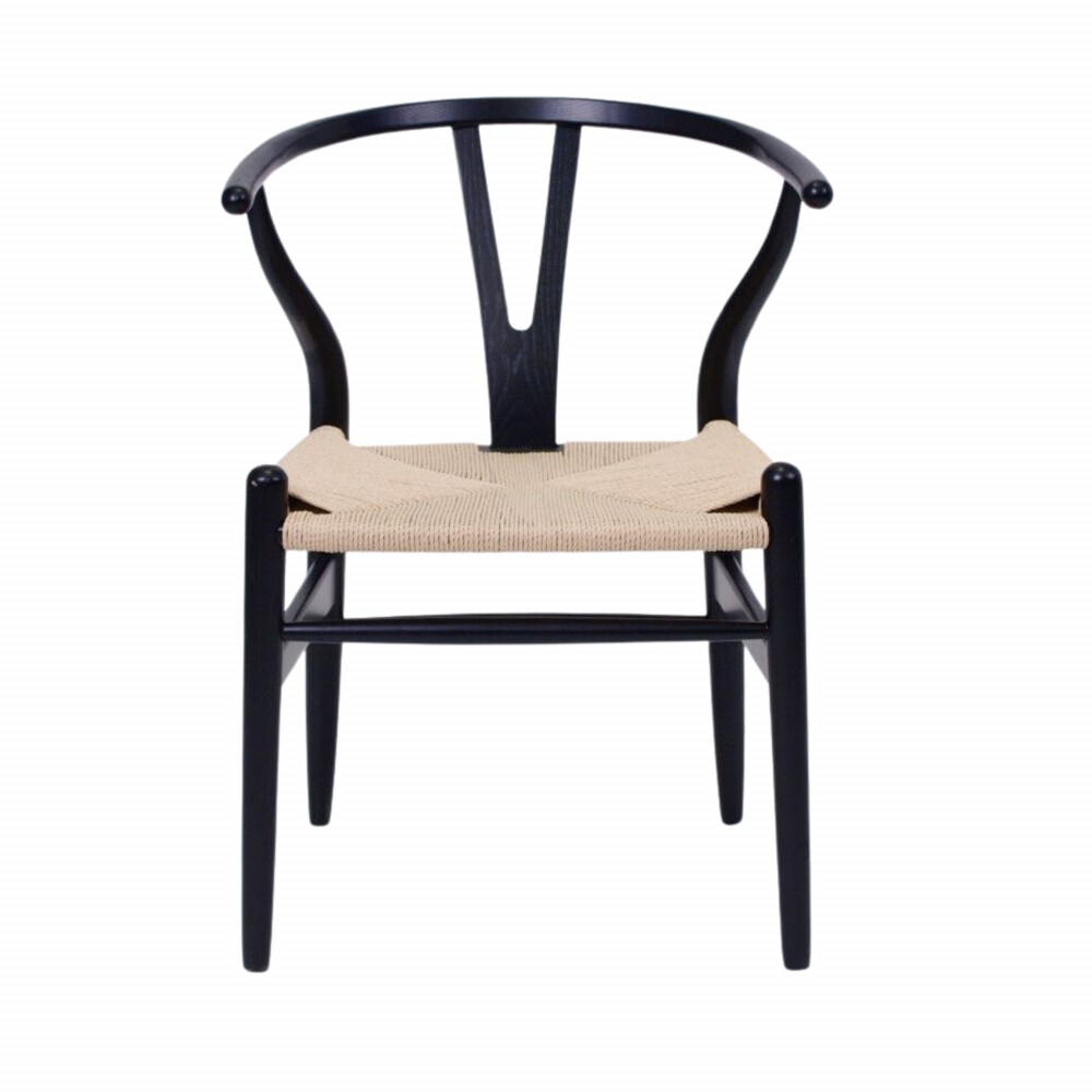 Silla Wishbone - Madera de Haya y Ratán natural Negro