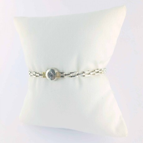 Pulsera de plata 925 con detalles de double en oro 18Ktes y circonia. Pulsera de plata 925 con detalles de double en oro 18Ktes y circonia.
