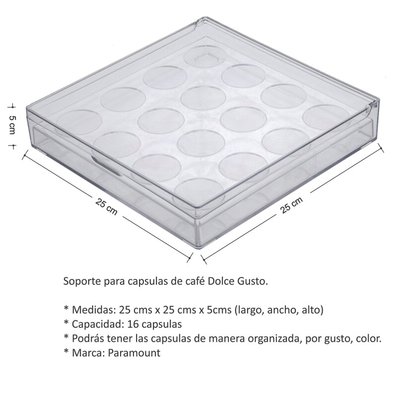 Caja para cápsulas Dolce Gusto de acrílico TRANSPARENTE