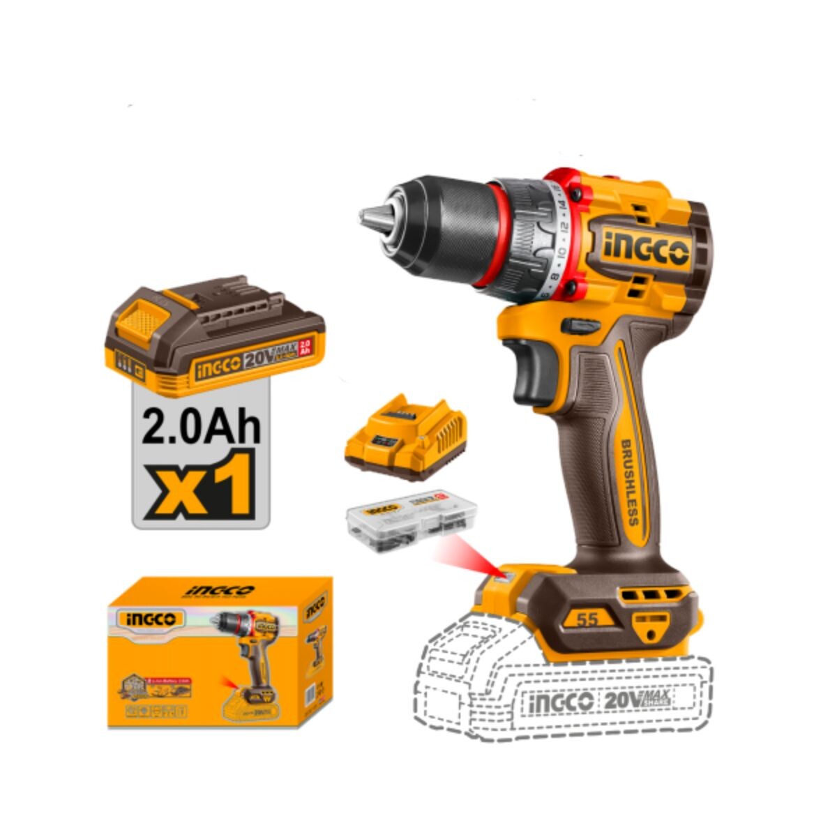 Taladro Atornillador A Bat 20v C/batería, Cargad Y Acces Ing 