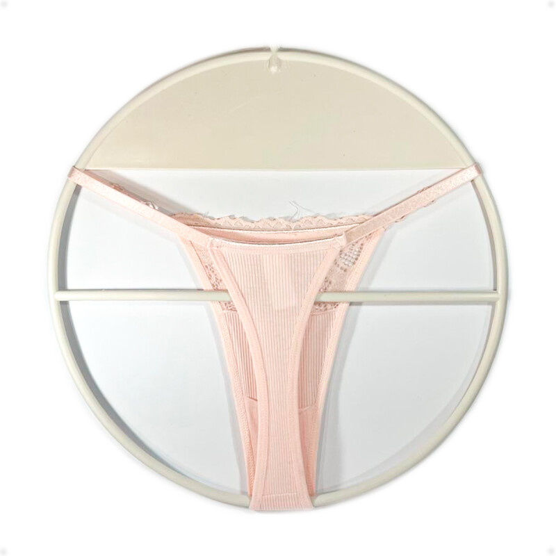 Tanga Colaless Ajustable De Encaje Rosa Claro