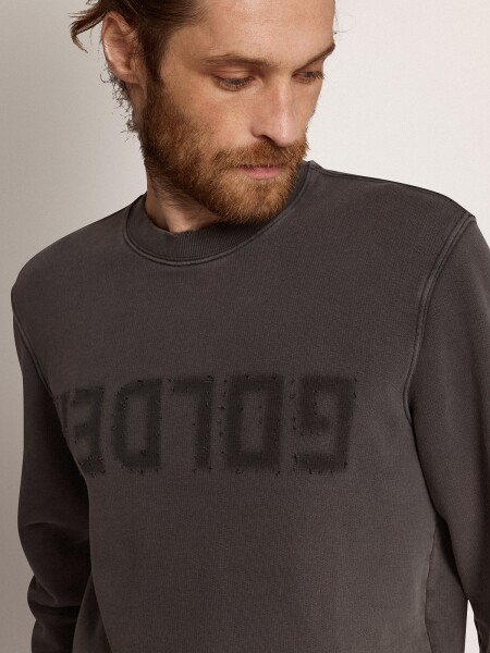 GOLDEN GOOSE - Buzo con logo y efecto desgastado Gris