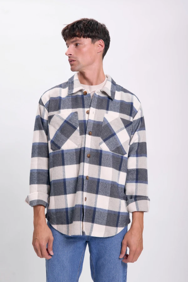 Sobrecamisa cuadros Crudo