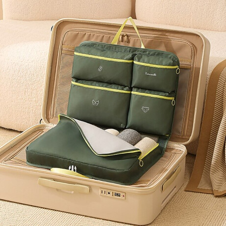 Organizador de equipaje plegable con divisiones, asas y broche – Bolsa de viaje Lila