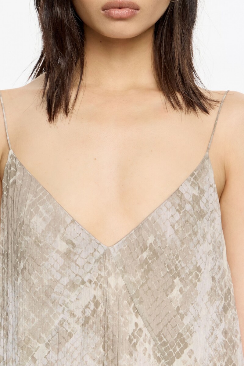 VESTIDO PLISADO Marfil