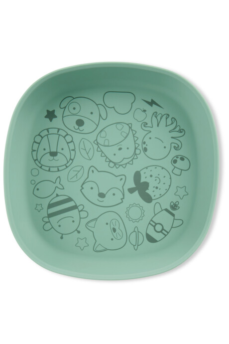 Plato de silicona, verde Sin color