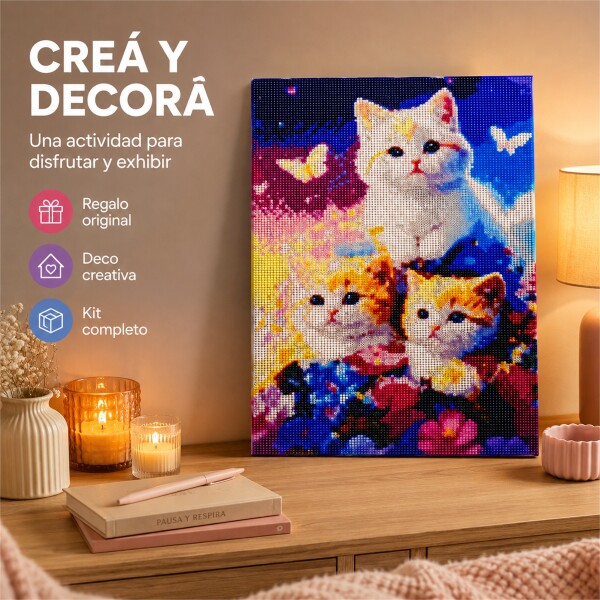 Kit de Pintura Diamante 5D Gatitos 40 x 30 cm DISENO2
