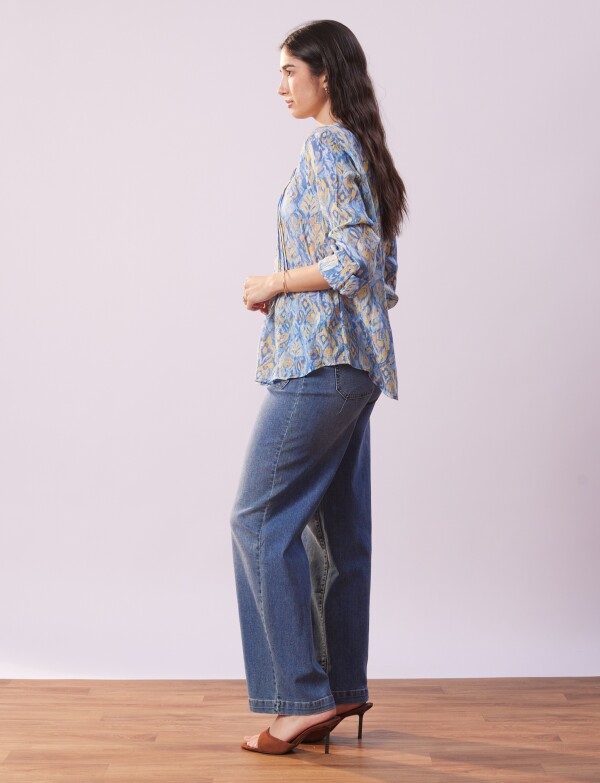 Blusa Plisada AZUL/MULTI