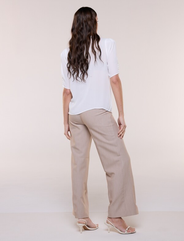 Blusa Lazo Con Mangas Abotonadas BLANCO