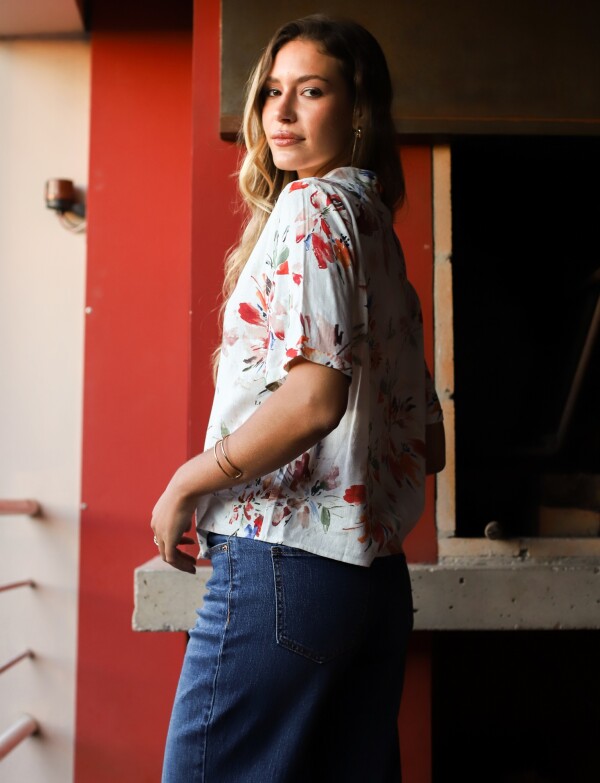 Camisa Lino Flores CRUDO/MULTI