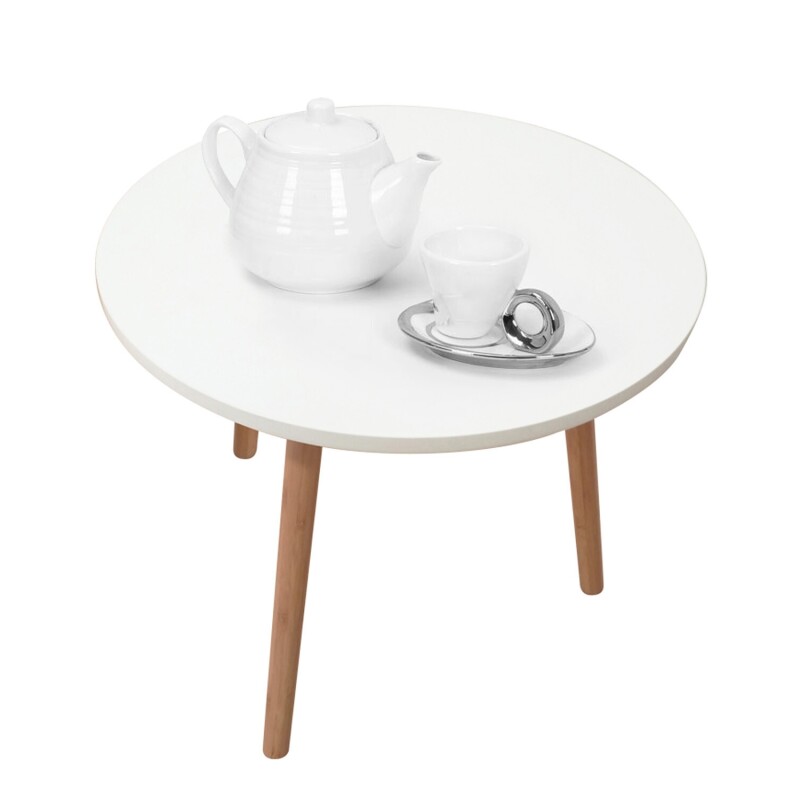 Mesa auxiliar en madera diseño nórdico 50x47cm Blanco