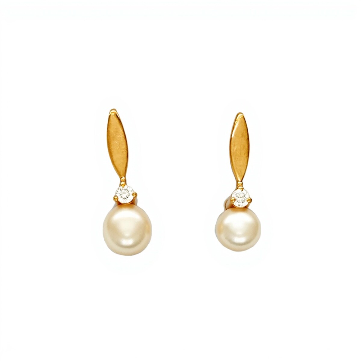 Caravanas Perlas- Oro bajo - Perla de río y zirconia- CA8229 - conperla 