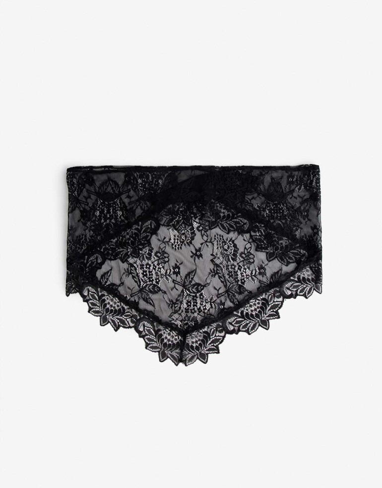 Pañuelos Raso Pañuelo Triangular De Encaje Negro - Negro