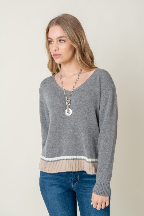 Sweater lana combinado Gris