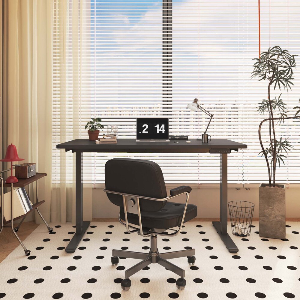 ESCRITORIO REGULABLE METAL-Y-MDF NEGRO E1PRO
