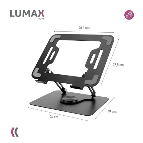 Soporte Lumax Base Aluminio Para Notebook Giro 360 Soporte Lumax Base Aluminio Para Notebook Giro 360