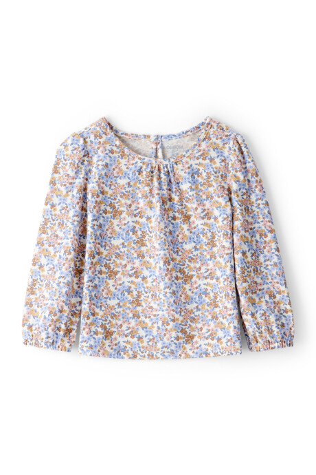 Blusa de algodón, diseño floral Sin color